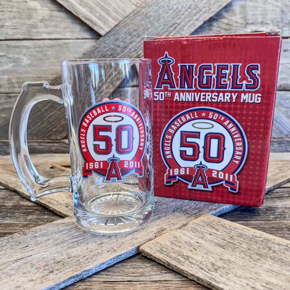 MLB Anaheim Angels 50th Anniversary 1961-2011 Wienerschnitzel Glass Mug w/ Box